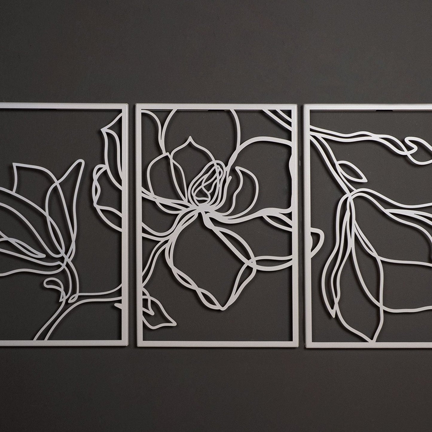 Floral Line Metal Wall Art, Set of 3 Pieces