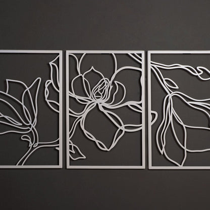 Floral Line Metal Wall Art, Set of 3 Pieces