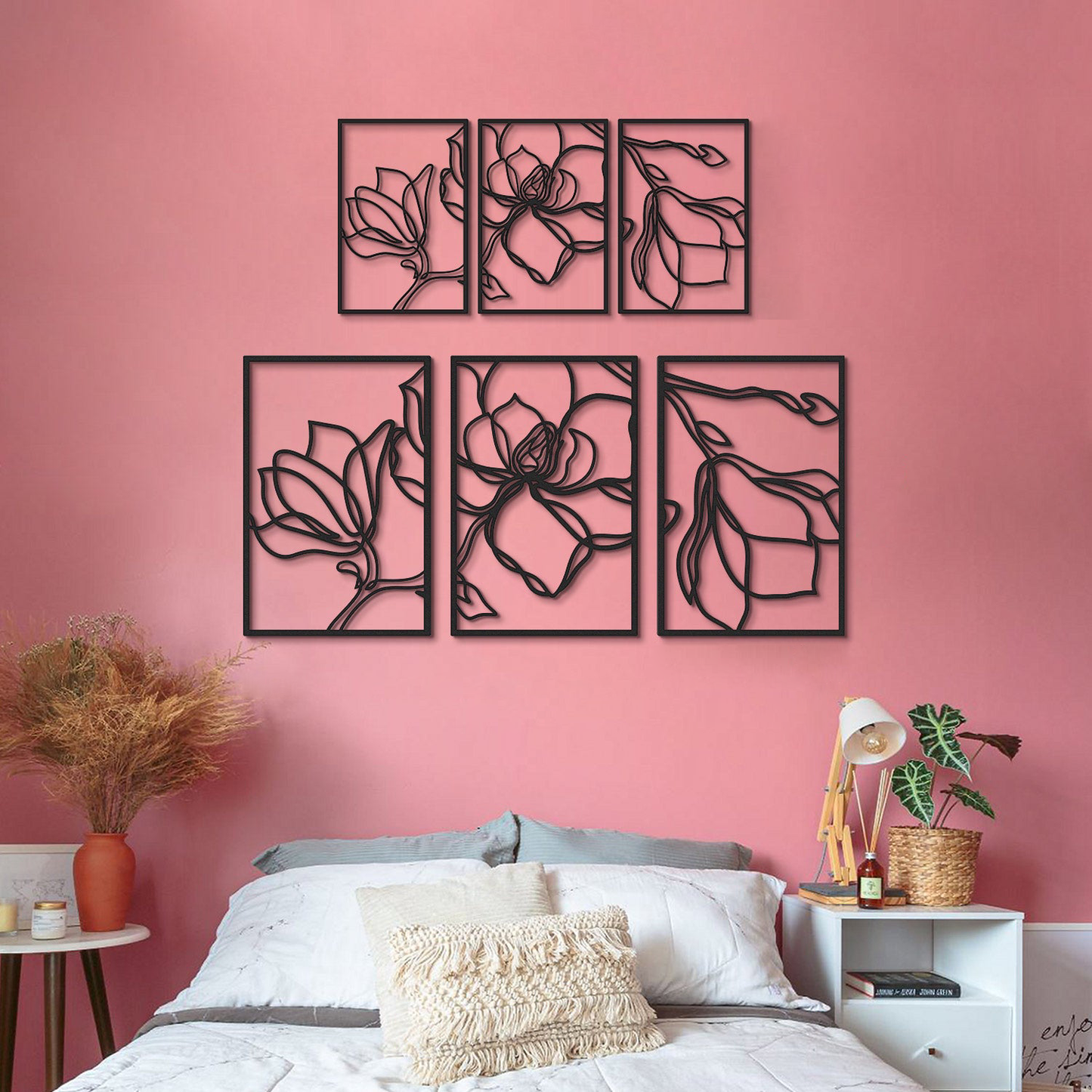 Floral Line Metal Wall Art, Set of 3 Pieces