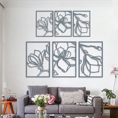 Floral Line Metal Wall Art, Set of 3 Pieces