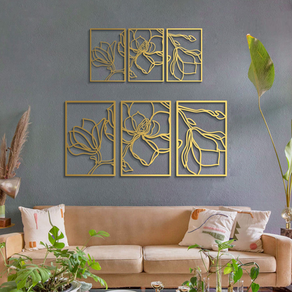 Floral Line Metal Wall Art, Set of 3 Pieces
