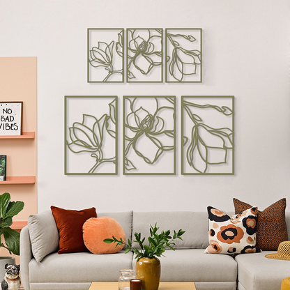 Floral Line Metal Wall Art, Set of 3 Pieces