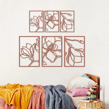 Floral Line Metal Wall Art, Set of 3 Pieces