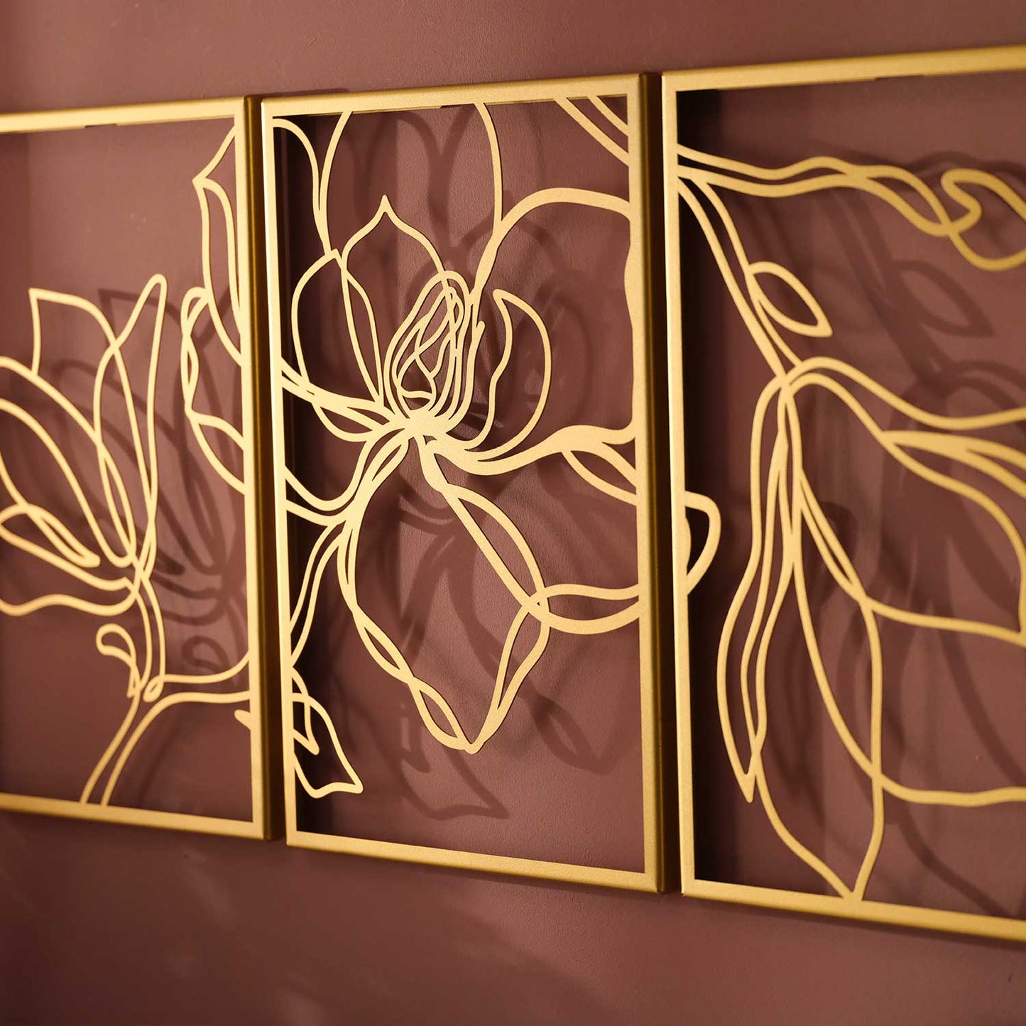 Floral Line Metal Wall Art, Set of 3 Pieces