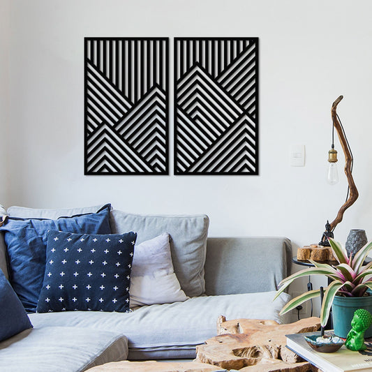 Geometric Mountains Metal Wall Art, Set of 2 Pieces