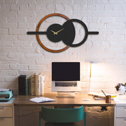 Geometric Wooden Metal Wall Clock