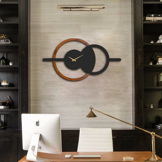 Geometric Wooden Metal Wall Clock