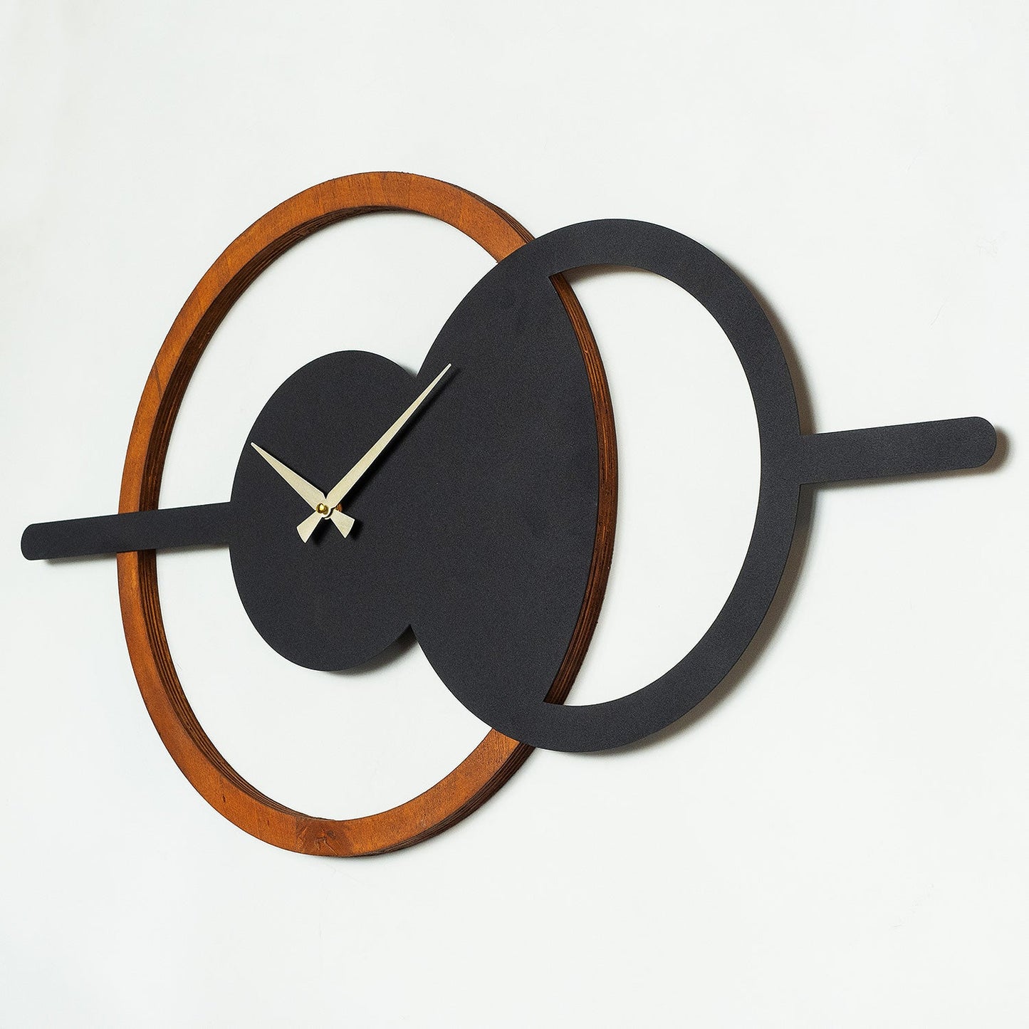 Geometric Wooden Metal Wall Clock