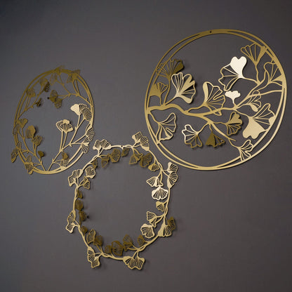 Ginkgo Metal Wall Art, Set of 3 Pieces