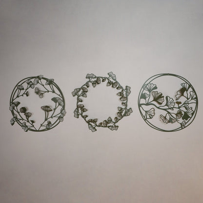 Ginkgo Metal Wall Art, Set of 3 Pieces