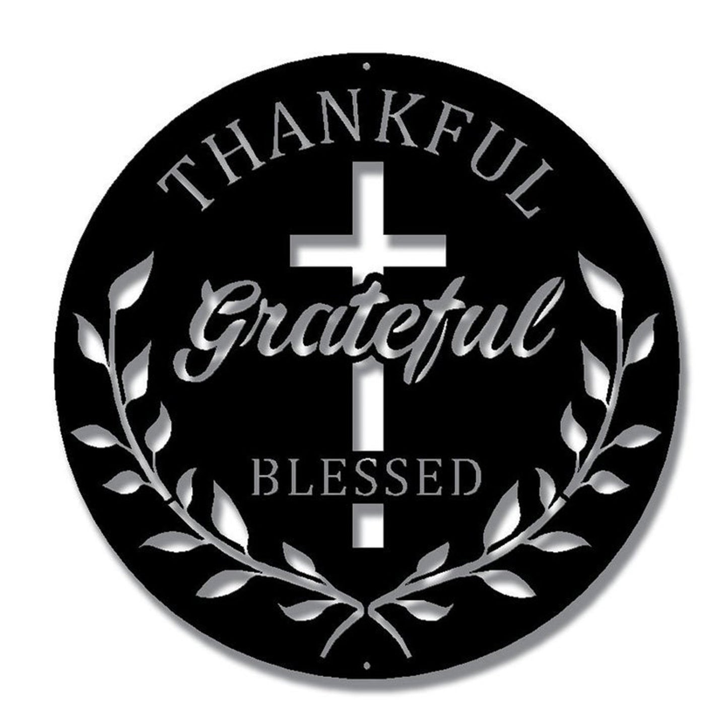 Thankful Grateful Blessed Metal Wall Art