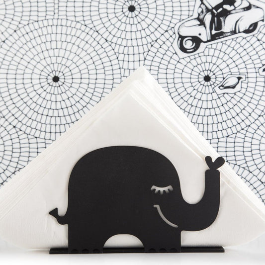 Metal Napkin Holder Black Elephant