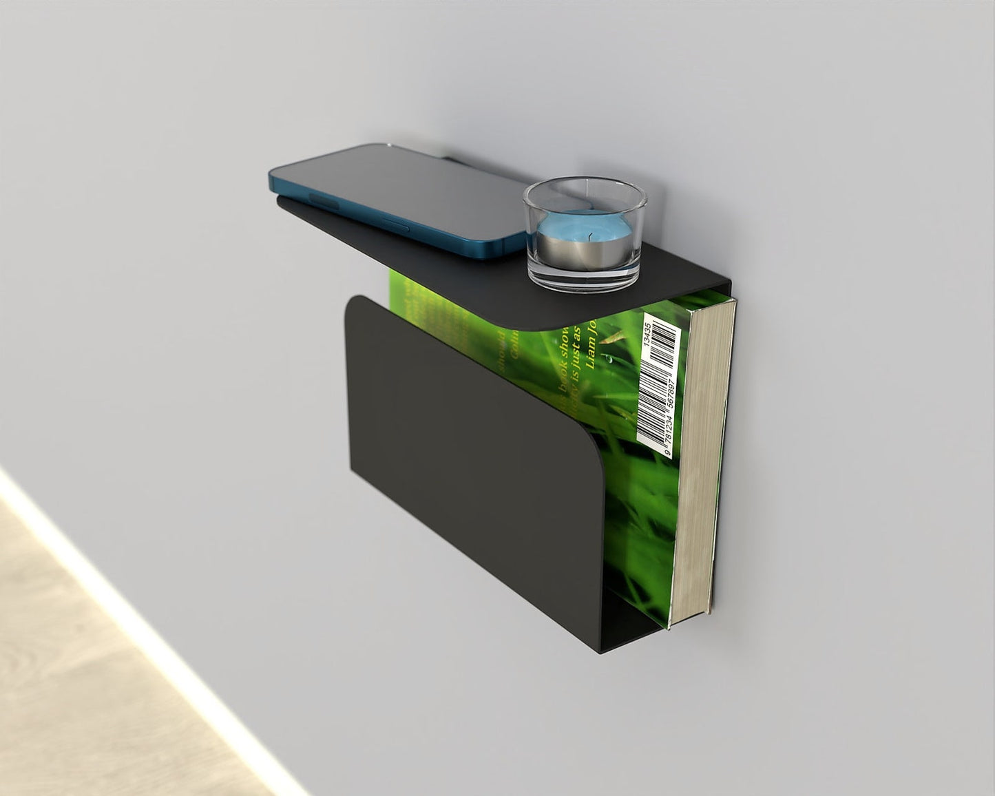 Floating Nightstand with Bookshelf