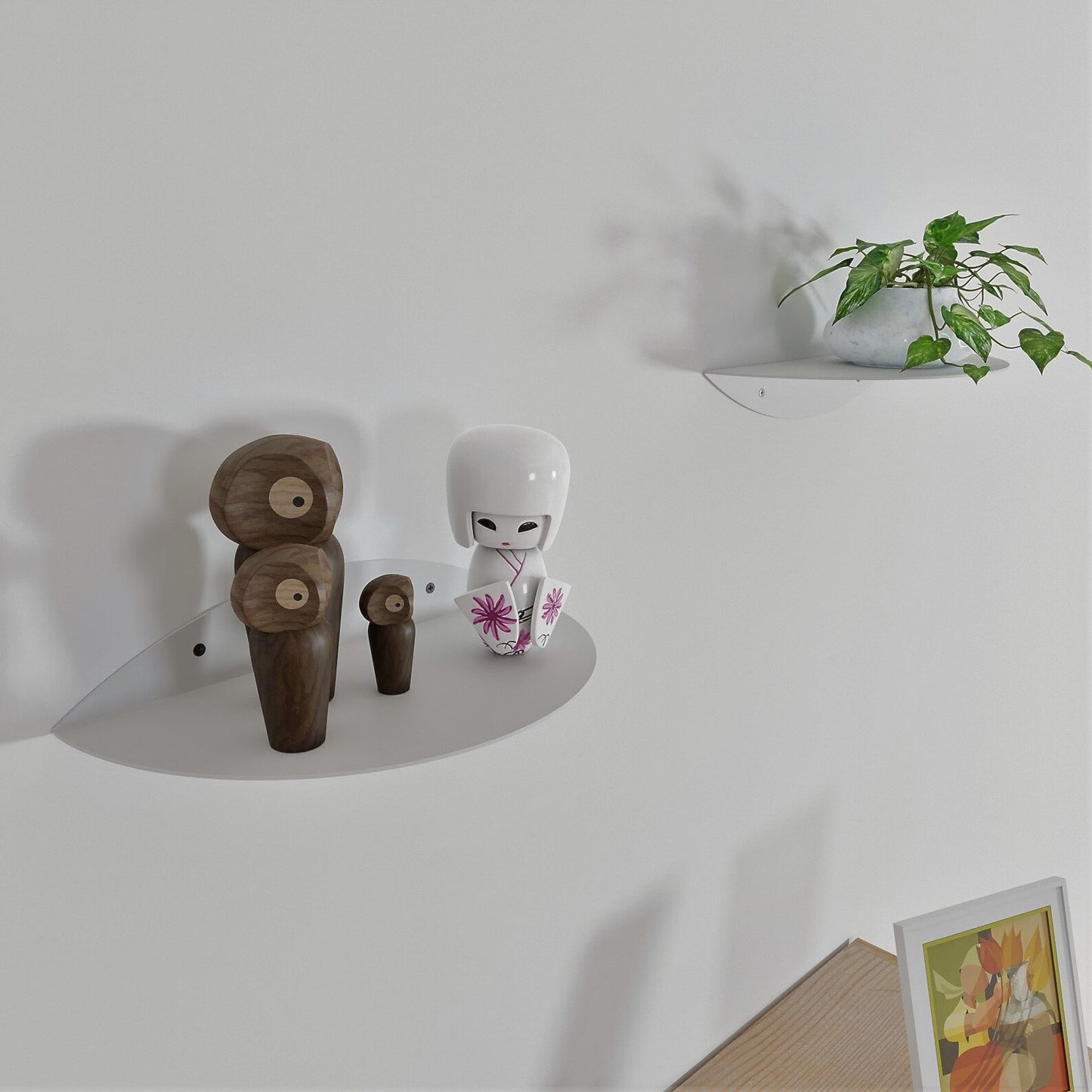 Minimalist White Circular Floating Shelf