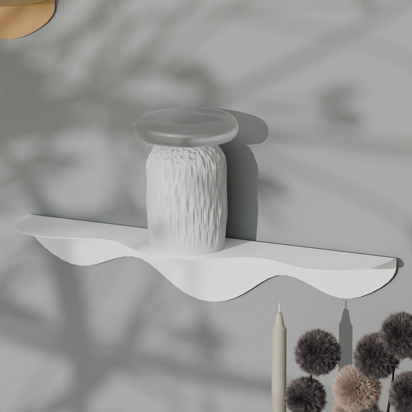 Floating Wavy Decorative Metal Shelf
