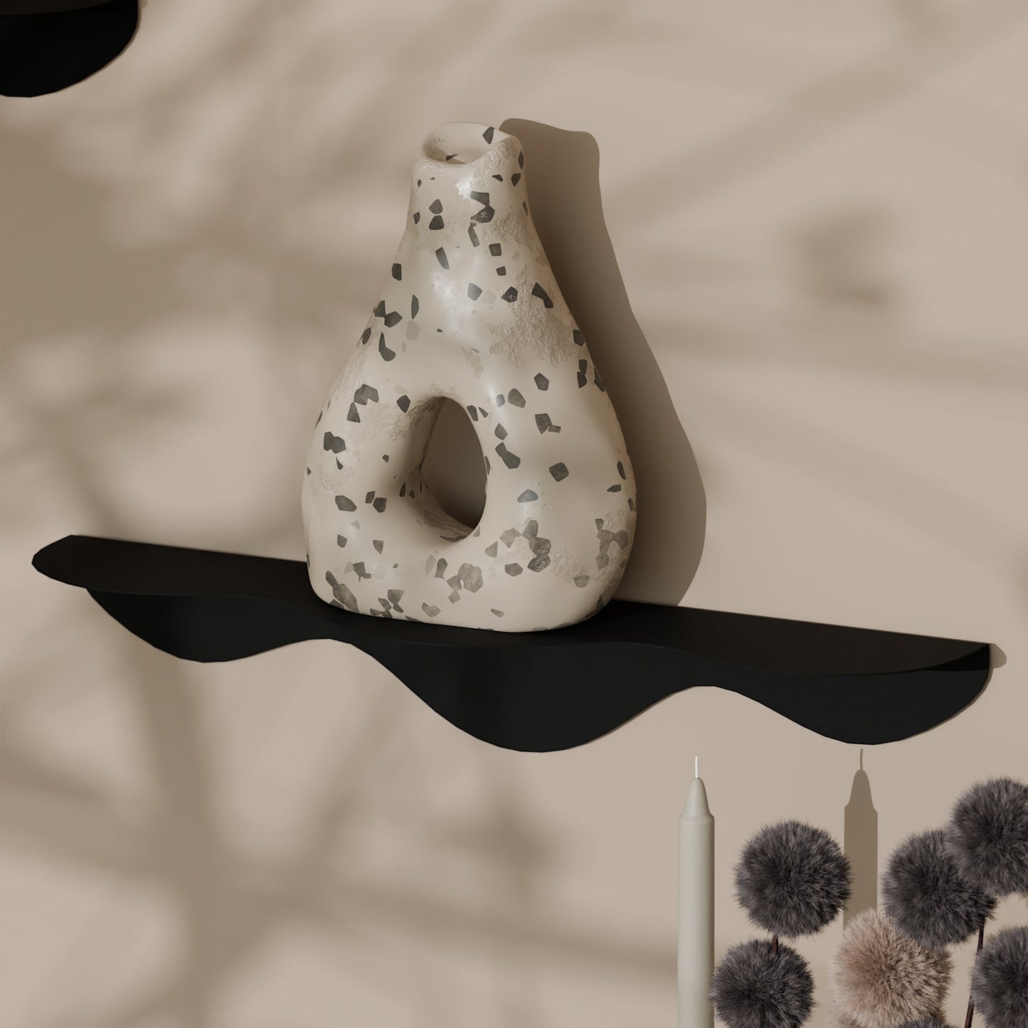 Floating Wavy Decorative Metal Shelf