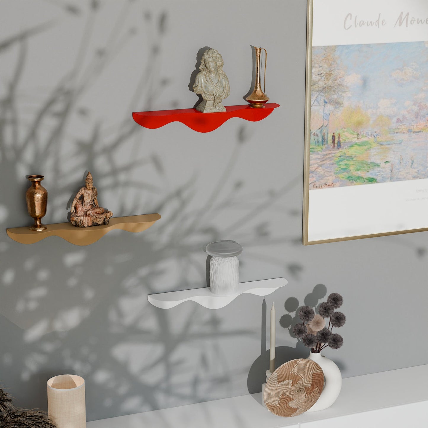 Floating Wavy Decorative Metal Shelf