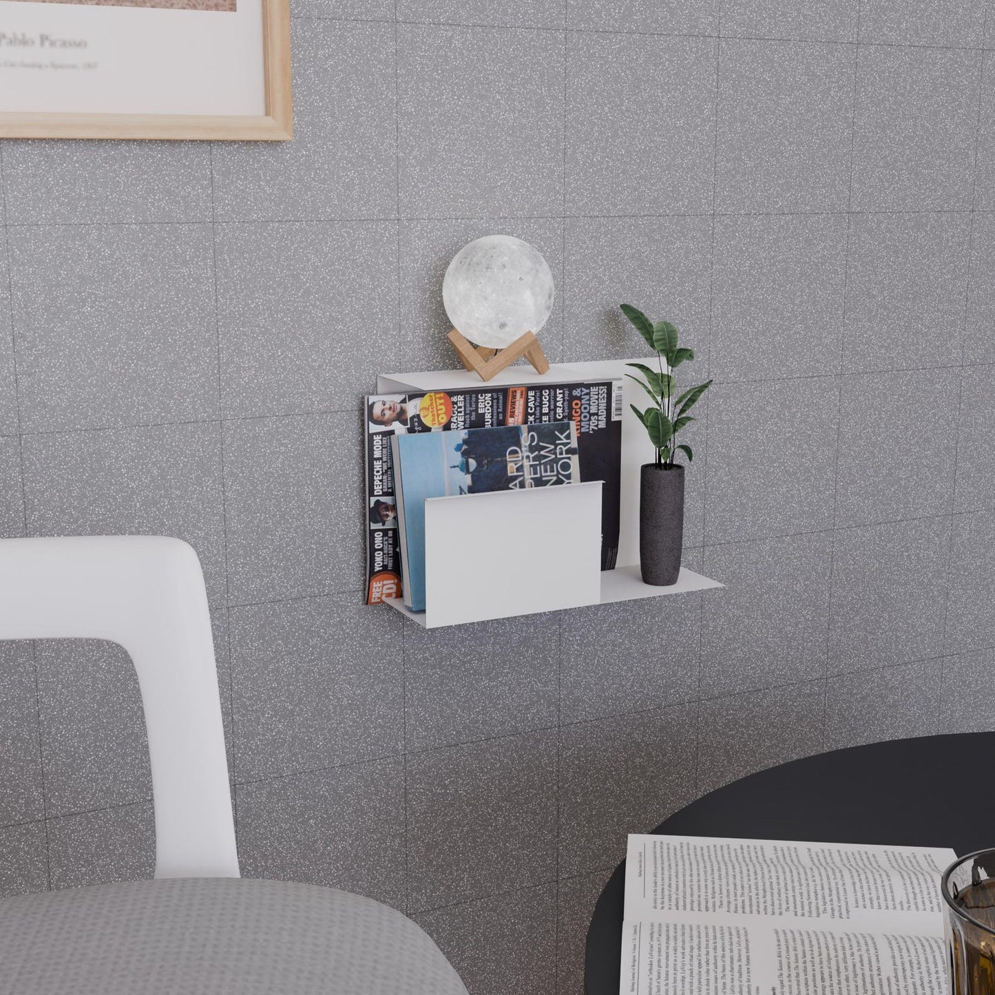 Floating Metal Wall Asymmetrical Multi-Purpose Shelf,