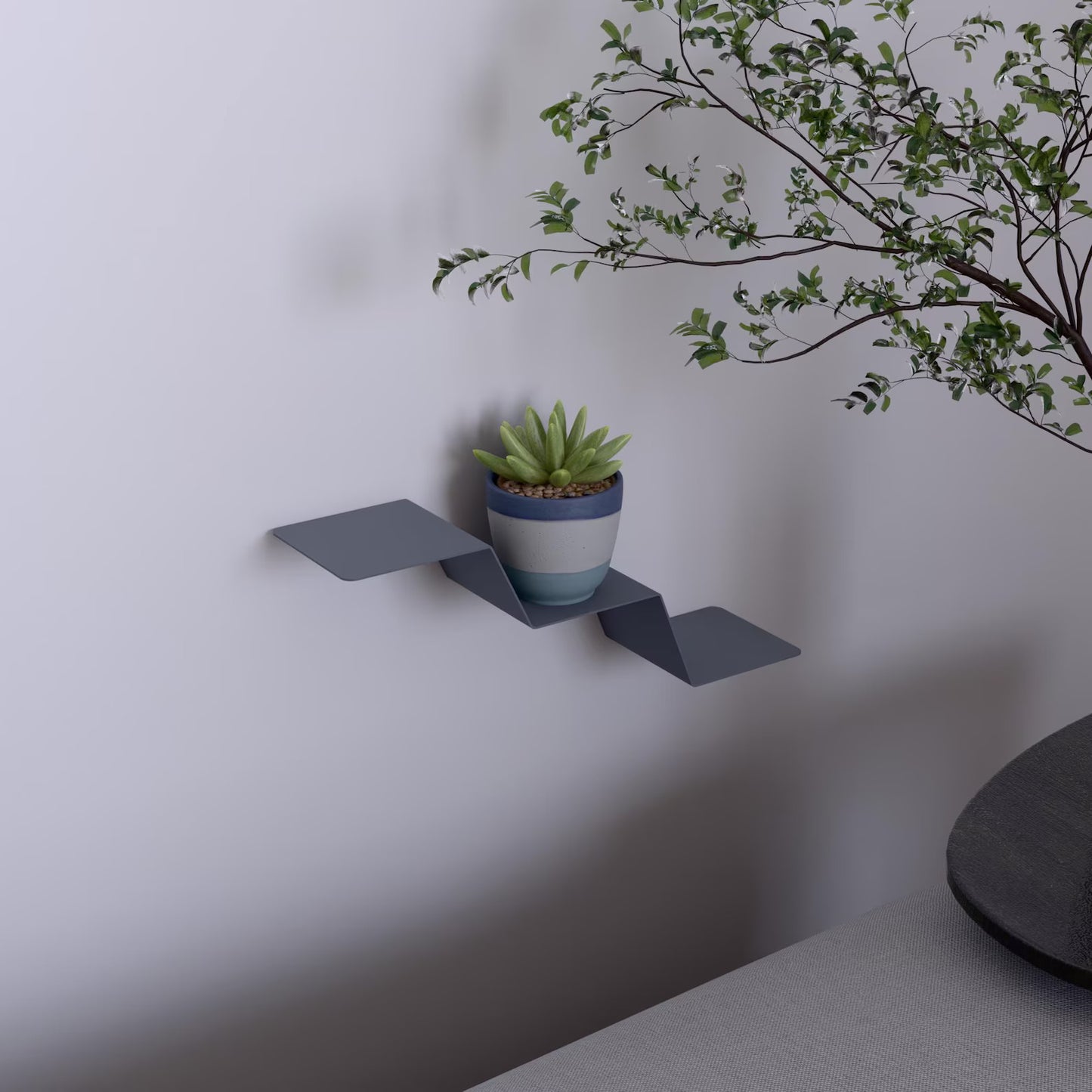 Floating Flower Pot Metal Shelf with 3 Tier Storage