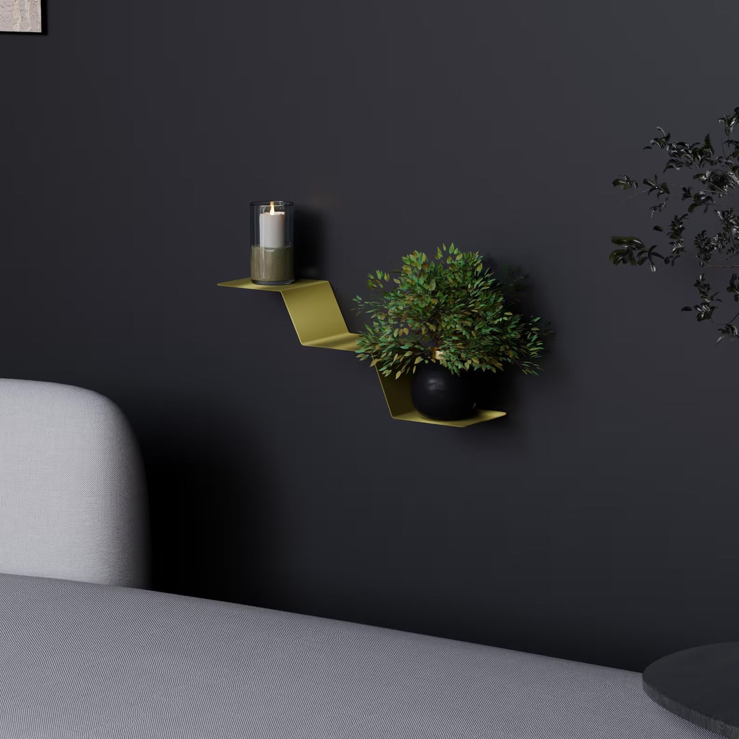 Floating Flower Pot Metal Shelf with 3 Tier Storage