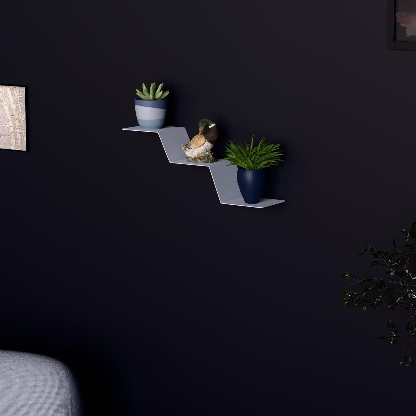 Floating Flower Pot Metal Shelf with 3 Tier Storage