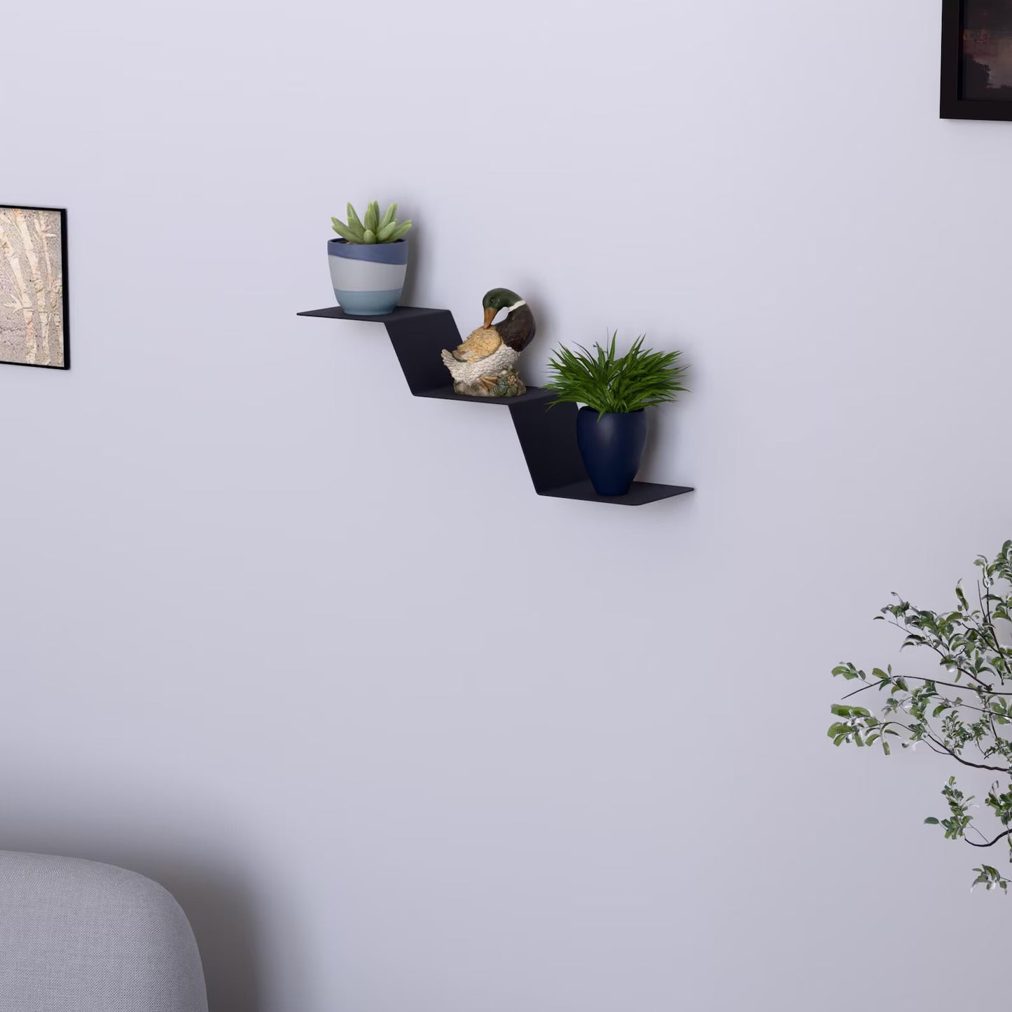 Floating Flower Pot Metal Shelf with 3 Tier Storage