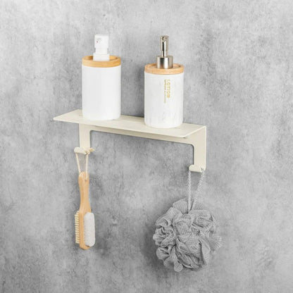 Beige Bathroom Foating Shelf with Hooks