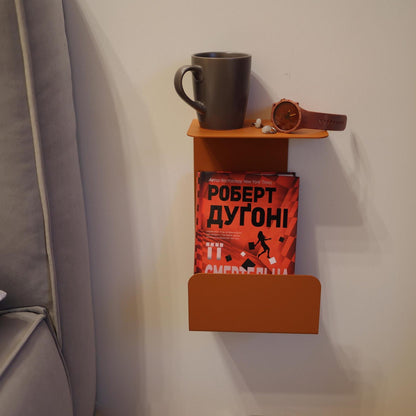 Orange floating nightstand NAT with matte textured surface