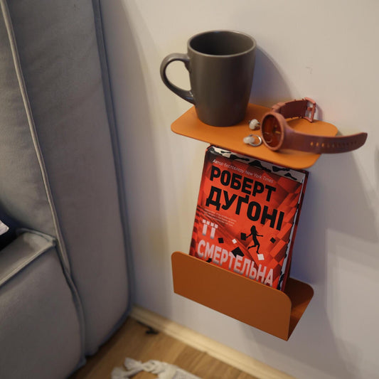 Orange floating nightstand NAT with matte textured surface