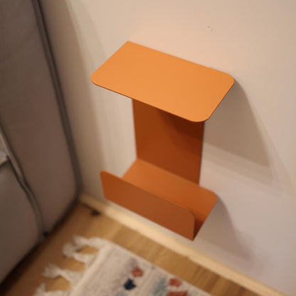 Orange floating nightstand NAT with matte textured surface
