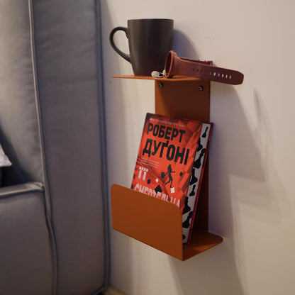 Orange floating nightstand NAT with matte textured surface