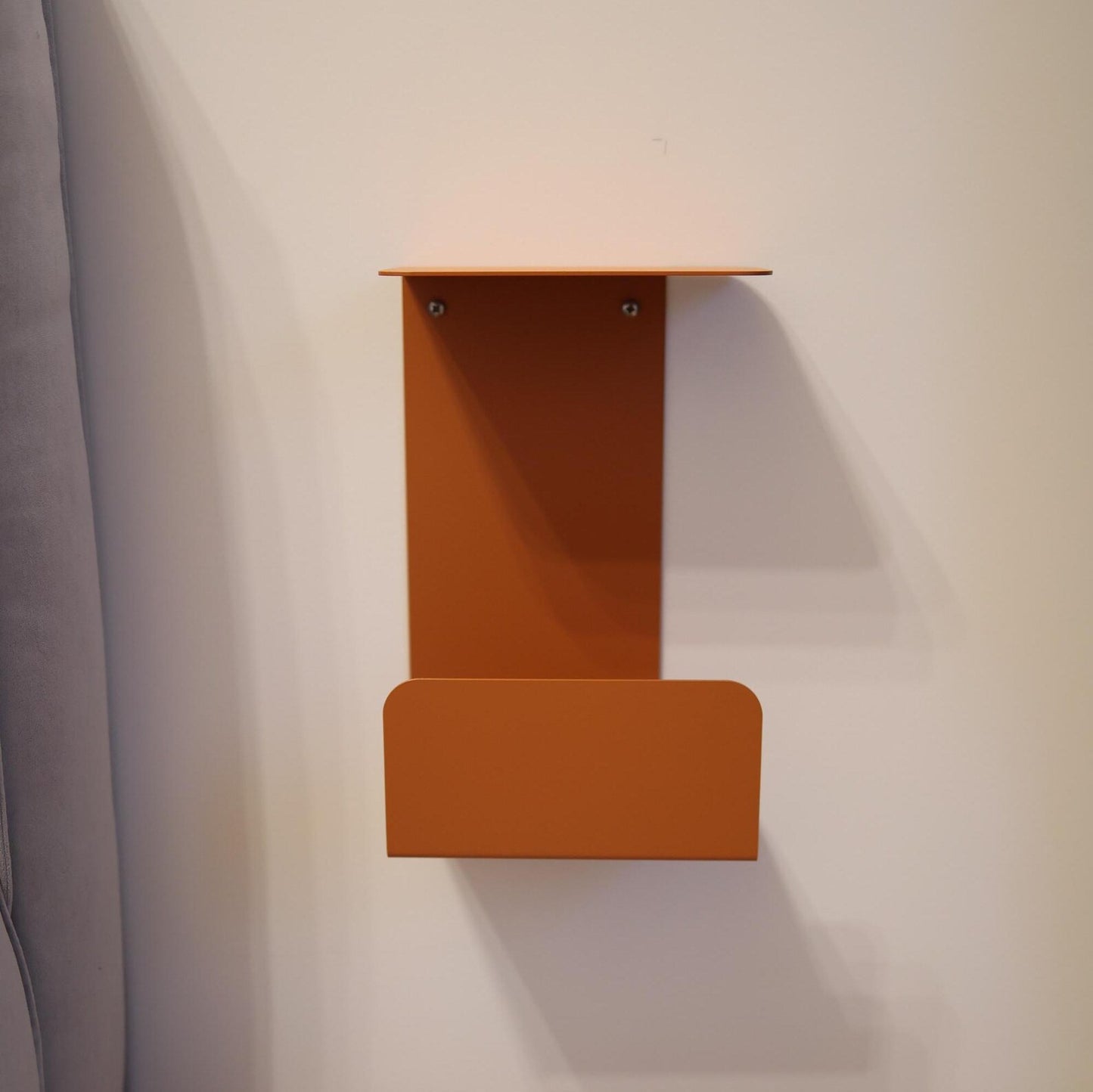 Orange floating nightstand NAT with matte textured surface