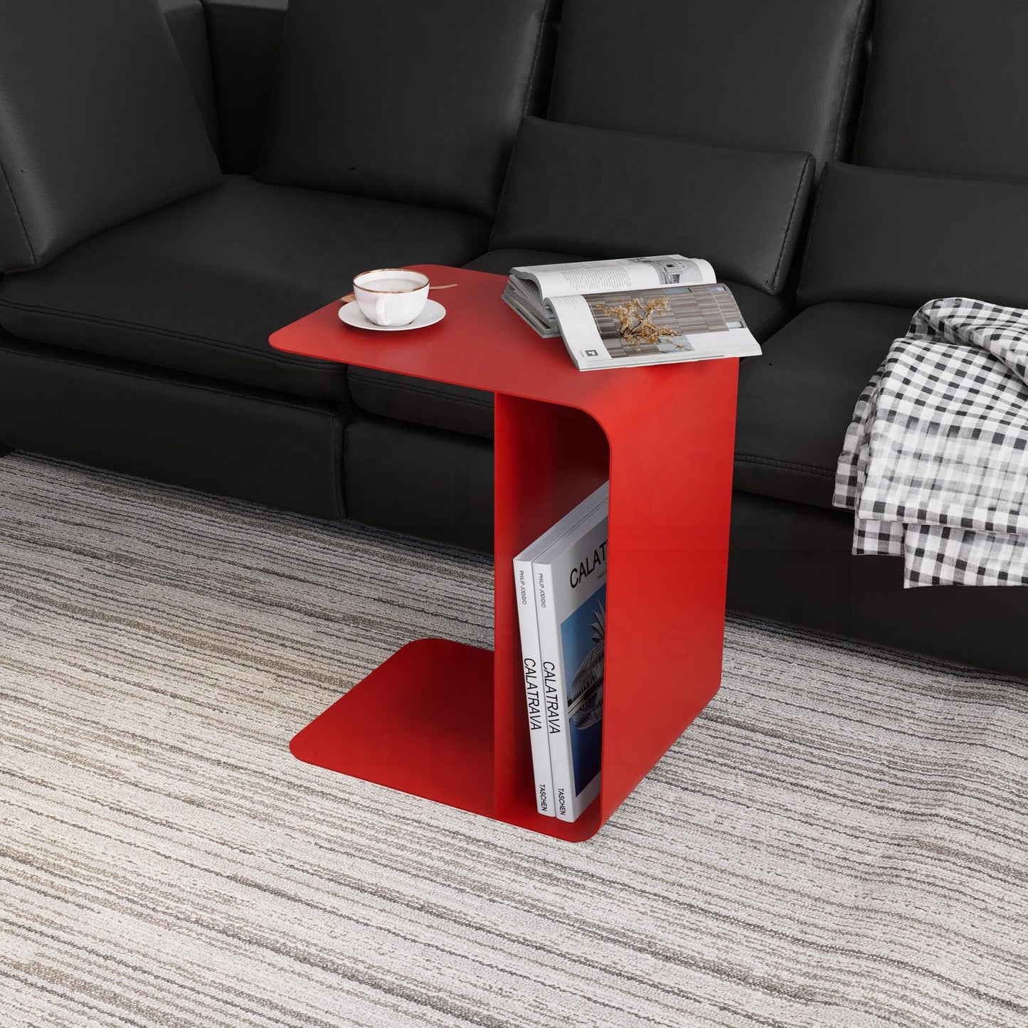 C Side Functional Magazine Holder Metal Table