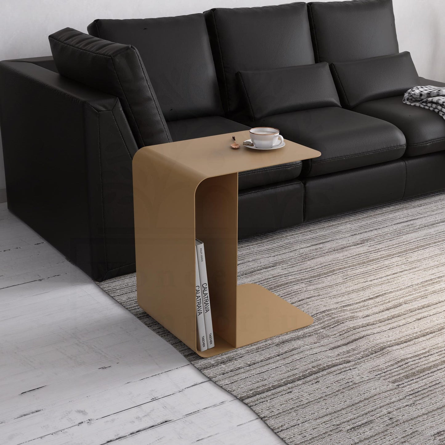 C Side Functional Magazine Holder Metal Table