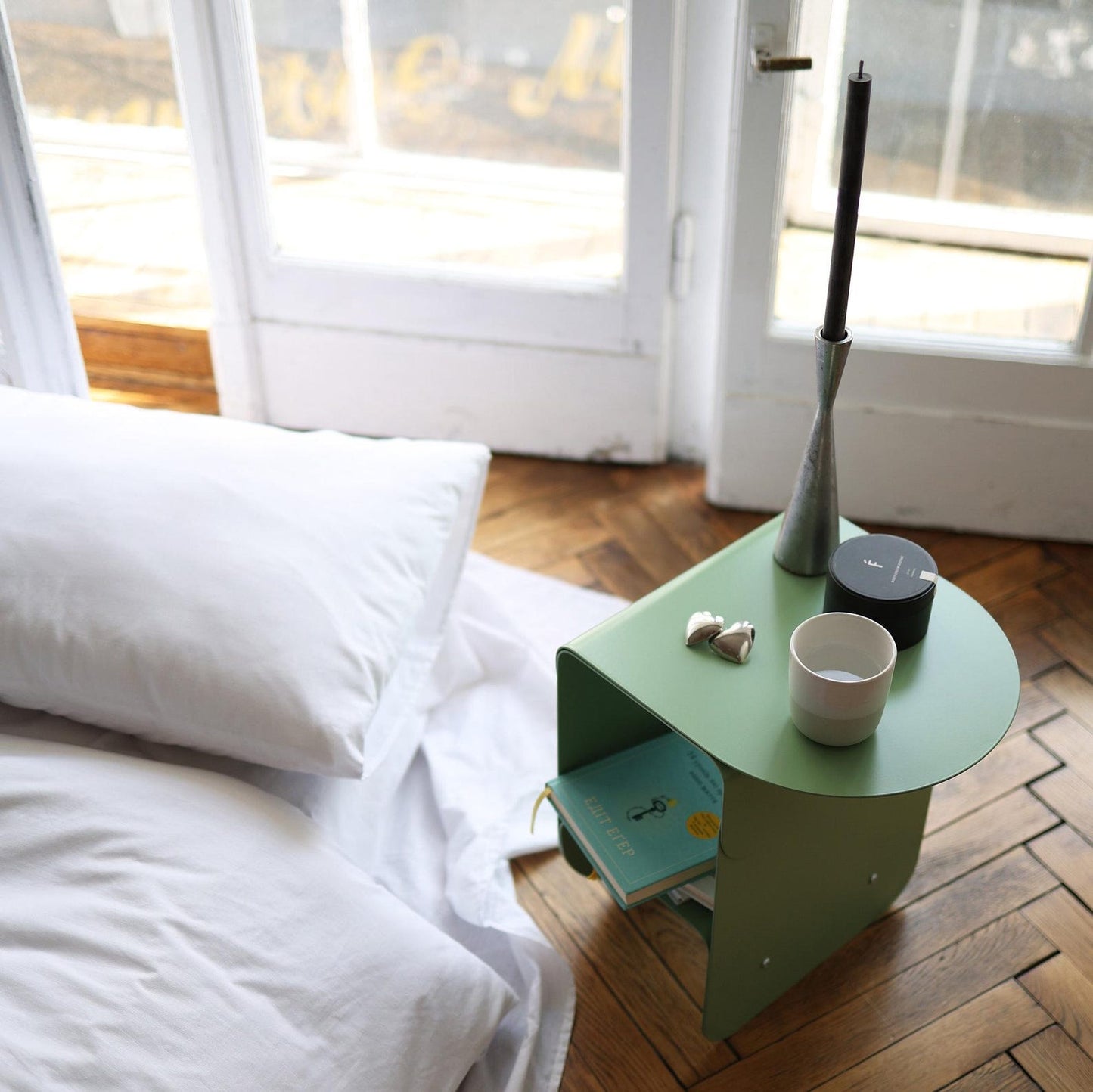 Arc Bedside Table – Coated Steel Edition