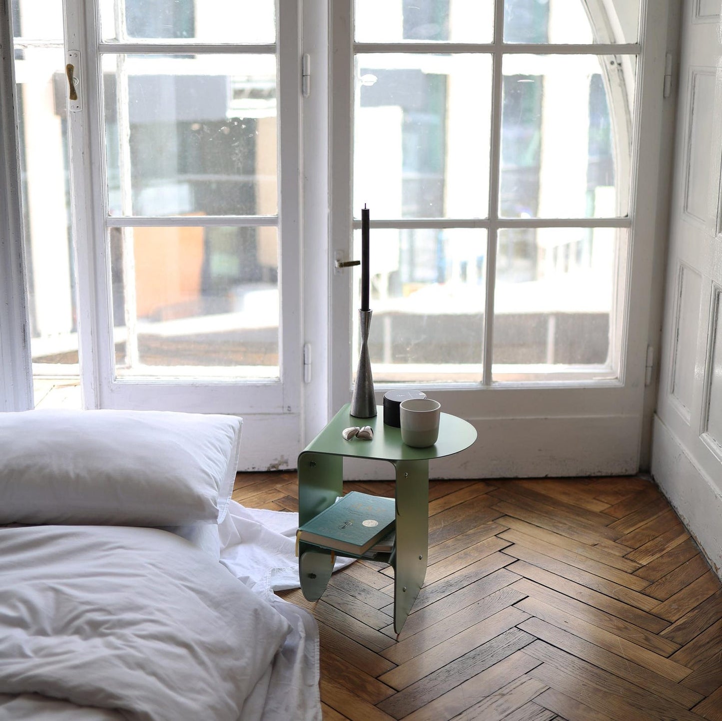 Arc Bedside Table – Coated Steel Edition