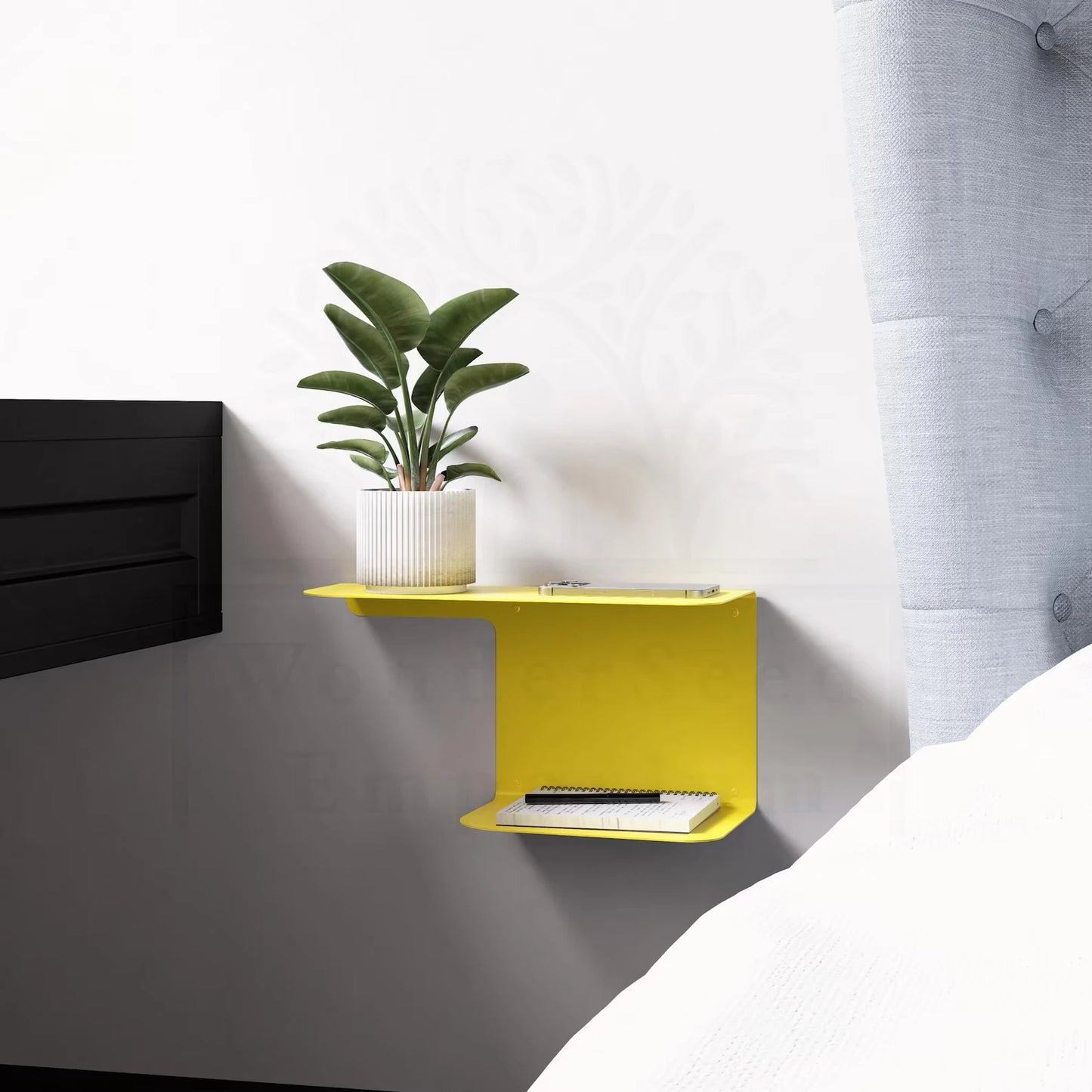 Floating Bedside Metal Shelf