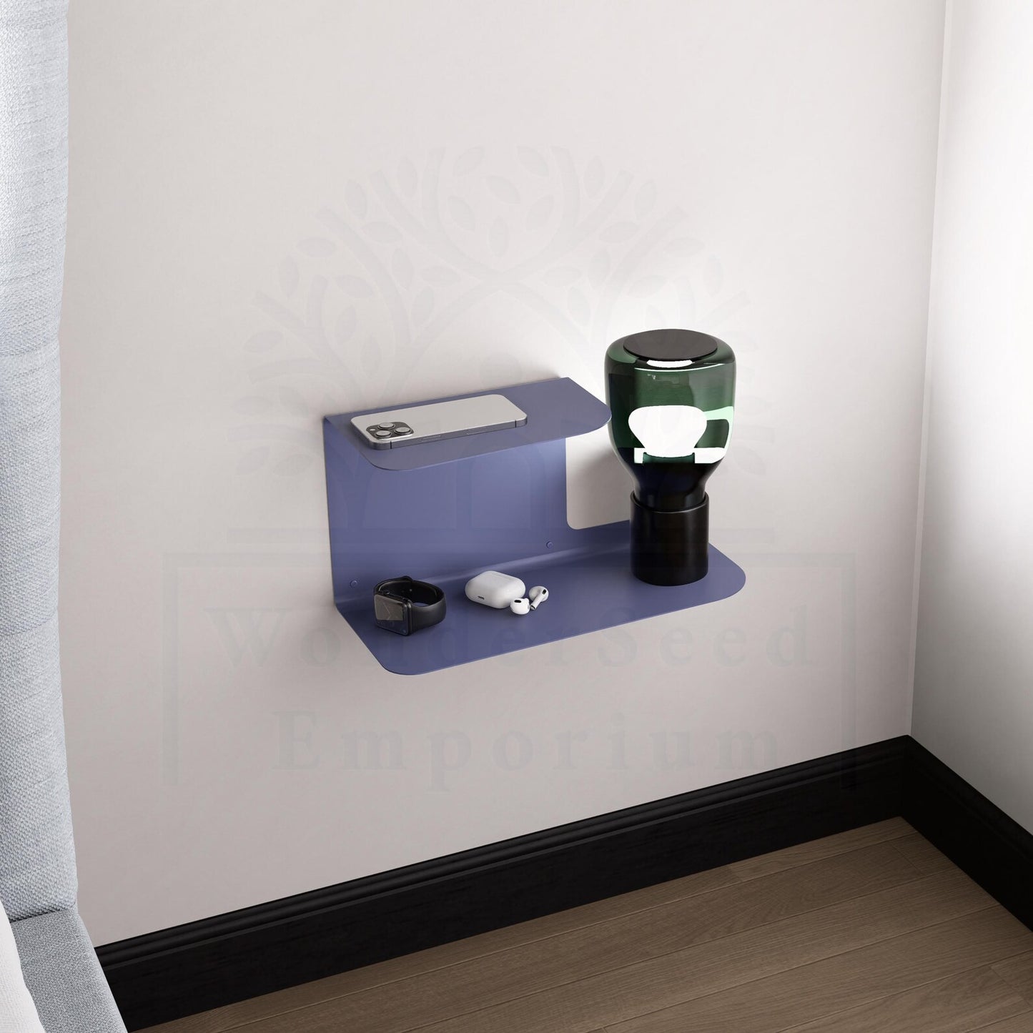Floating Bedside Metal Shelf