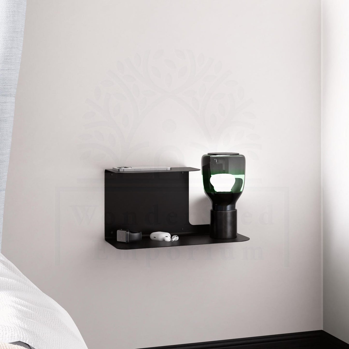 Floating Bedside Metal Shelf