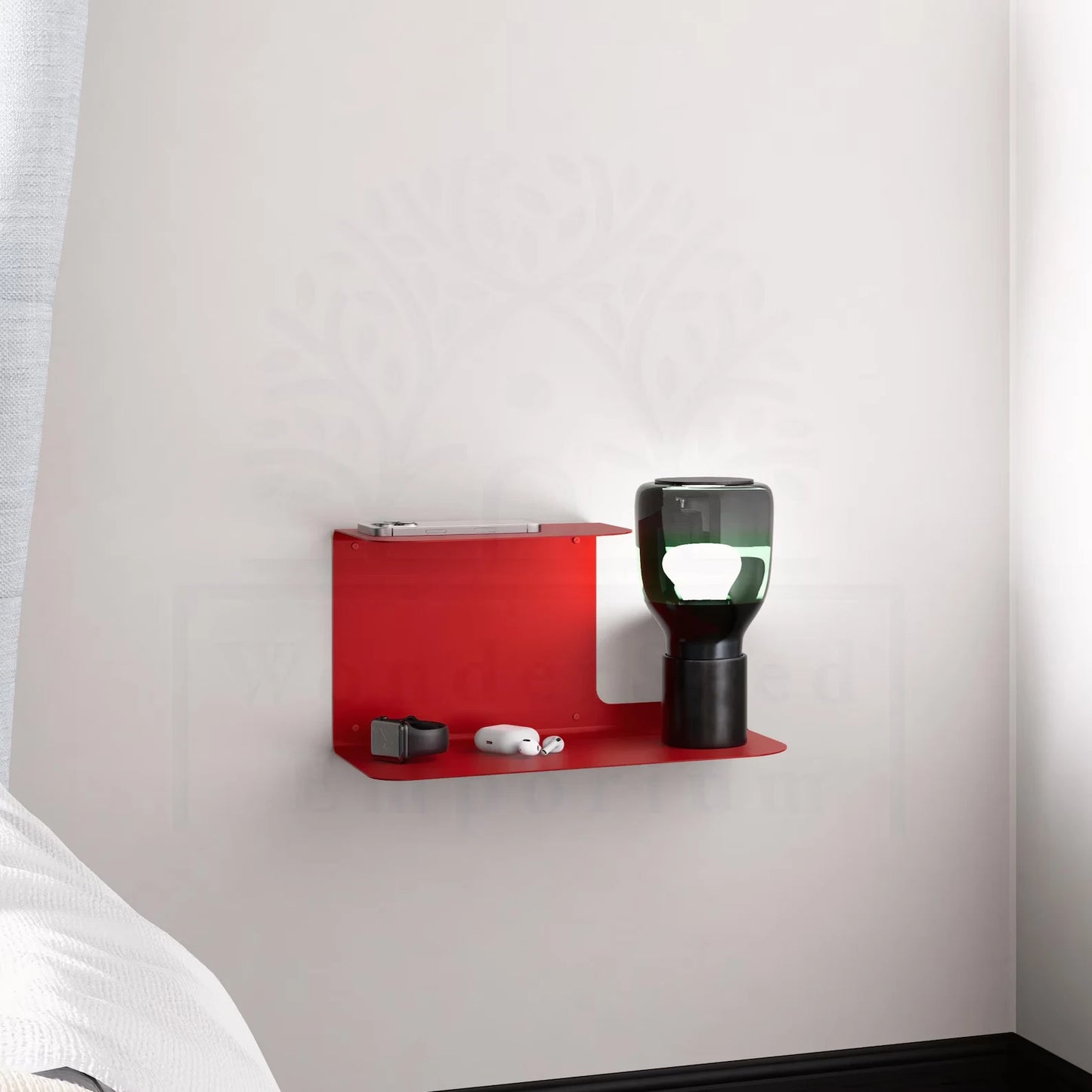 Floating Bedside Metal Shelf