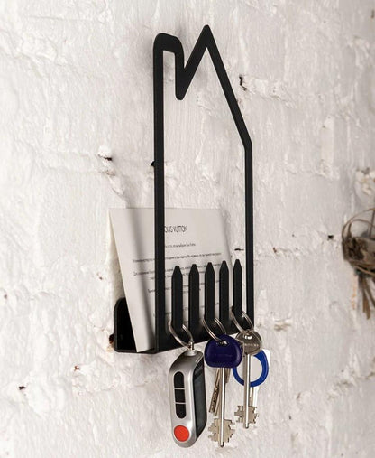 Modern metal key holder 5 hooks|Black Hanger Key Hooks