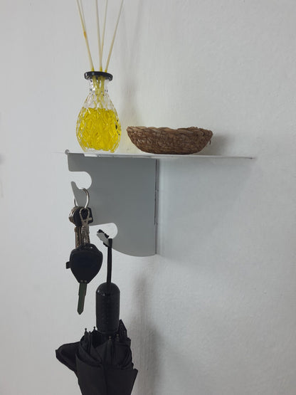 Entry Shelf I Wall Shelf with Hooks for Keys and Bags