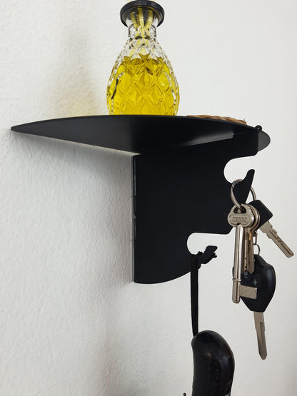 Entry Shelf I Wall Shelf with Hooks for Keys and Bags