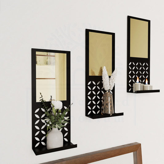 Mirrored Modern Floating Metal Shelf, Set of 1 Piece