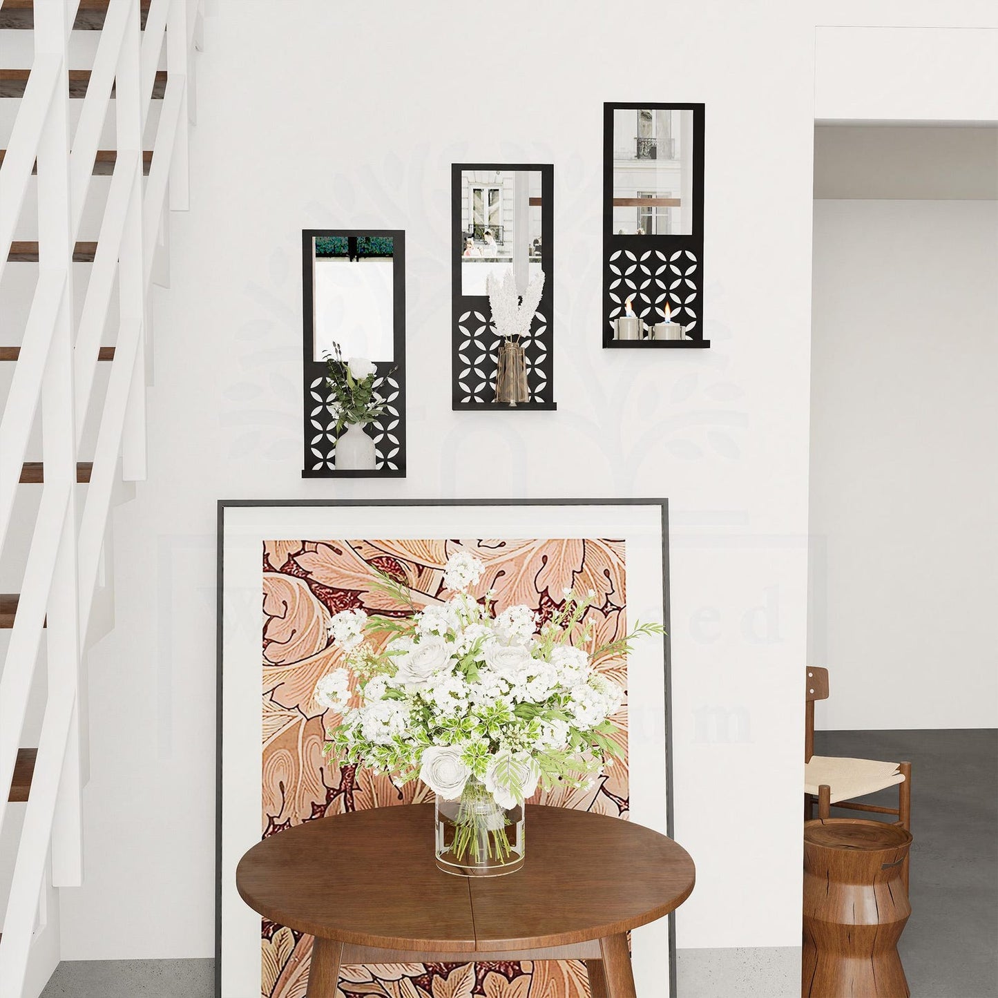 Mirrored Modern Floating Metal Shelf, Set of 1 Piece