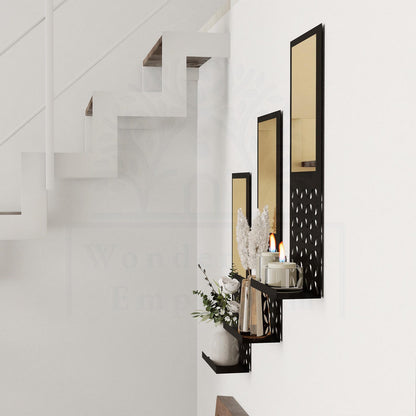 Mirrored Modern Floating Metal Shelf, Set of 1 Piece