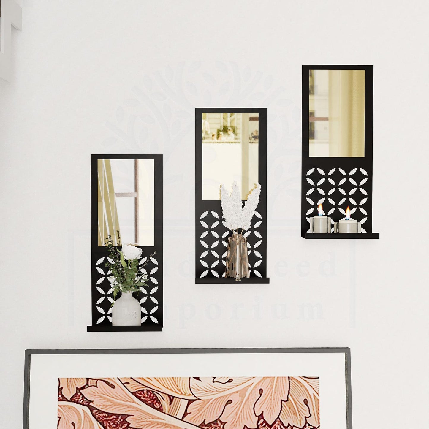 Mirrored Modern Floating Metal Shelf, Set of 1 Piece
