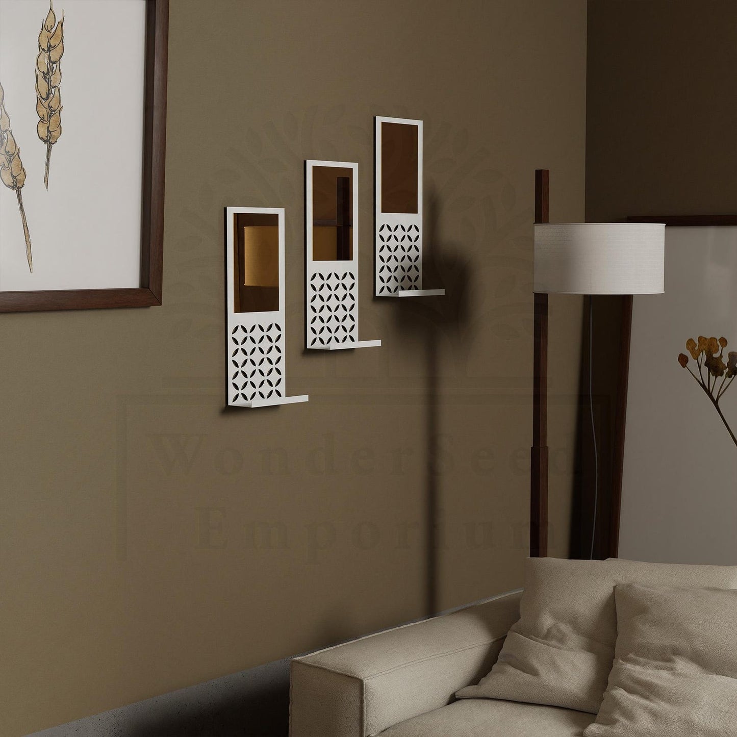 Mirrored Modern Floating Metal Shelf, Set of 1 Piece