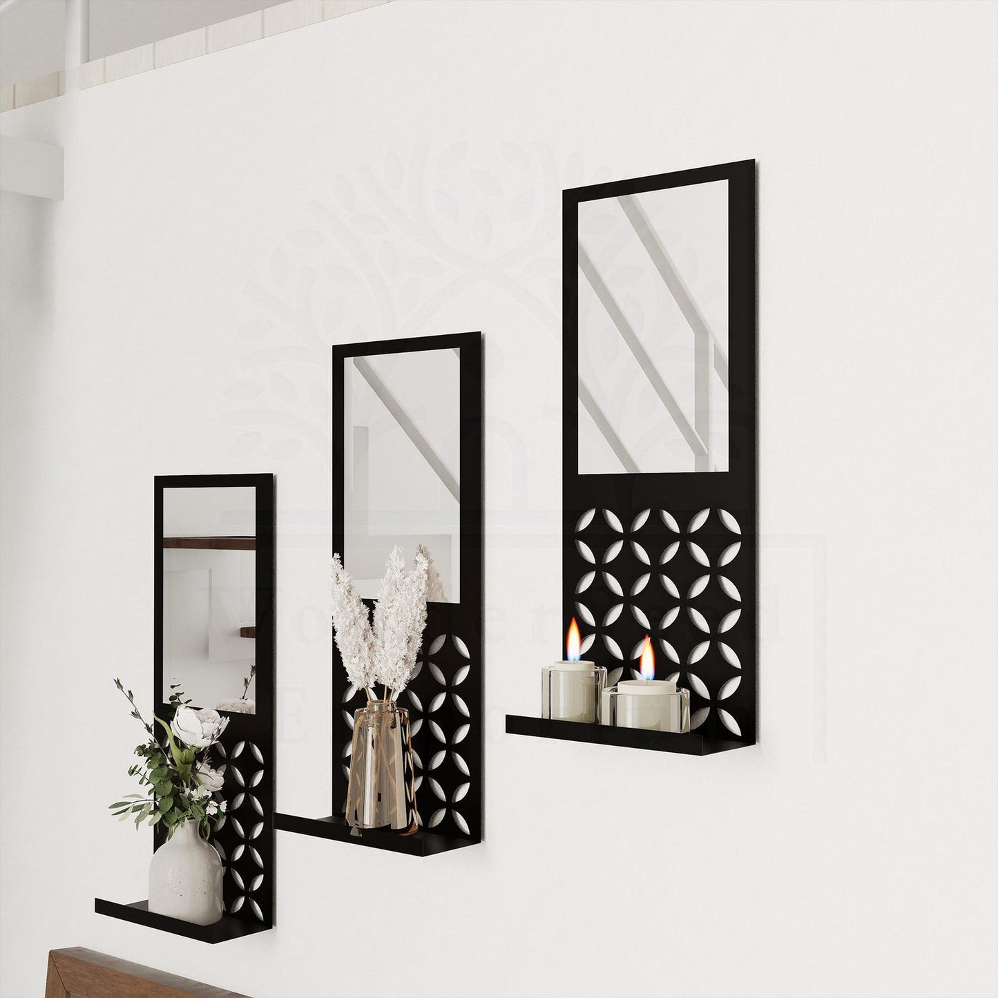 Mirrored Modern Floating Metal Shelf, Set of 1 Piece