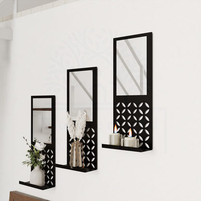 Mirrored Modern Floating Metal Shelf, Set of 1 Piece